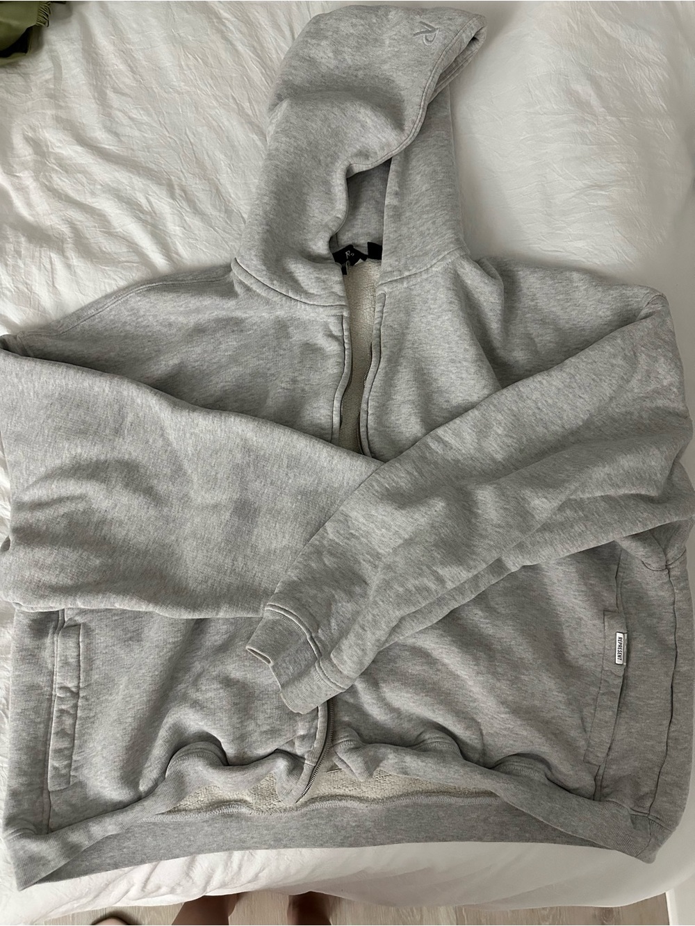 REPRESENT Gray Zip-Up boxy Hoodie